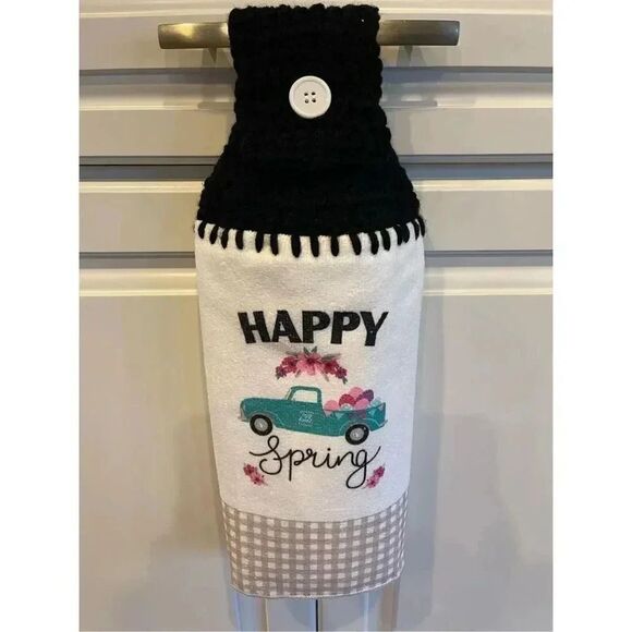 Crochet Top Kitchen Towel- Happy Spring - Picture 3 of 3